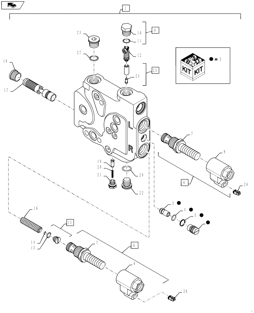 Схема запчастей Case IH MAGNUM 210 - (35.124.01) - VALVE ASSEMBLY, HITCH - ASN ZCRH01492 (35) - HYDRAULIC SYSTEMS