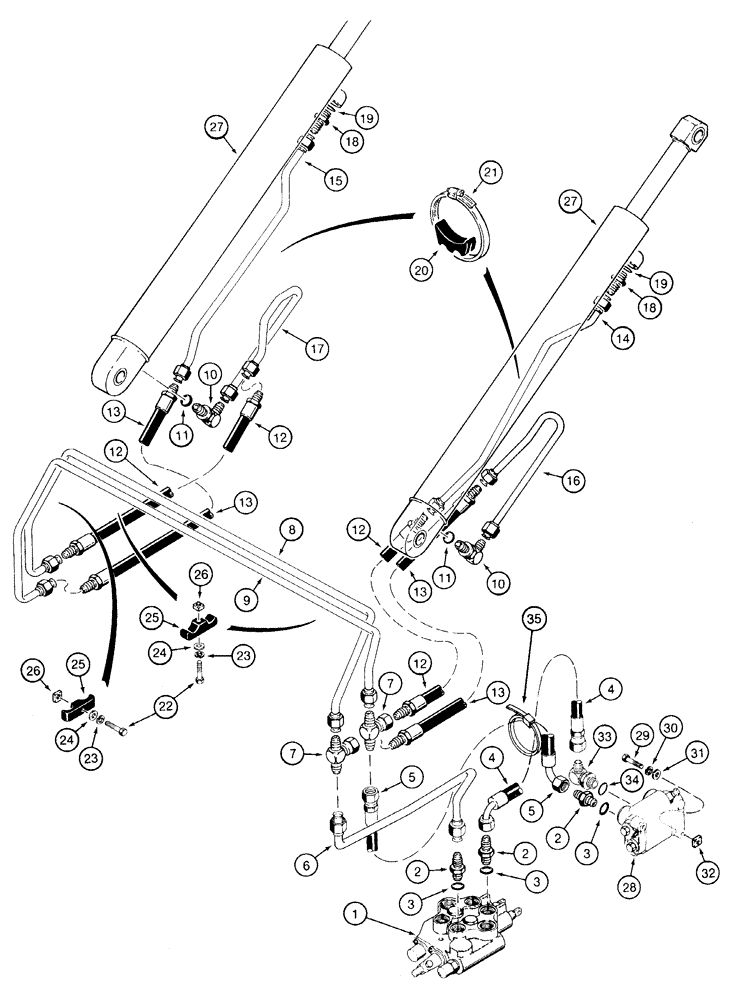 Схема запчастей Case IH 1835C - (8-06) - LOADER LIFT HYDRAULIC CIRCUIT WITH SELF-LEVELING P.I.N. JAF003767 THROUGH P.I.N. JAF0130837 (08) - HYDRAULICS