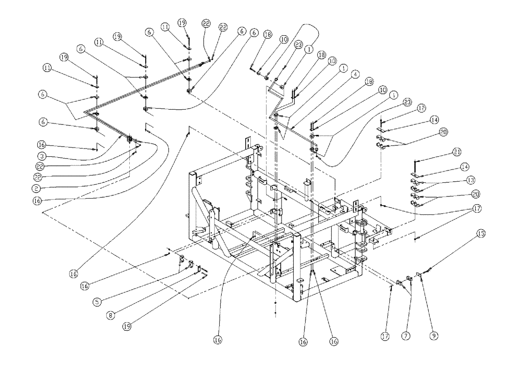 Схема запчастей Case IH 438 - (01-016) - CONVEYOR AND AUGER HYDRAULIC TUBES GROUP Basic Unit