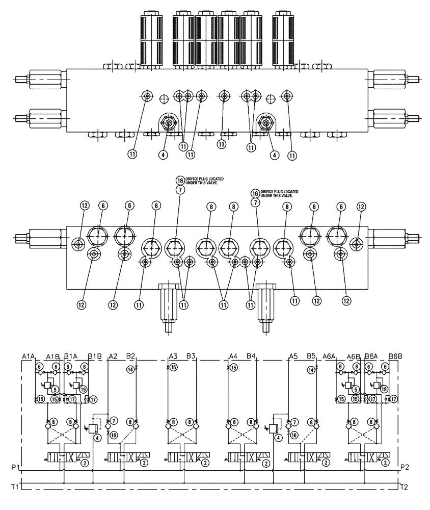 Схема запчастей Case IH SPX4260 - (06-024[02]) - VALVE, 6-SECTION, BOOM/SUSPENSION Hydraulic Plumbing