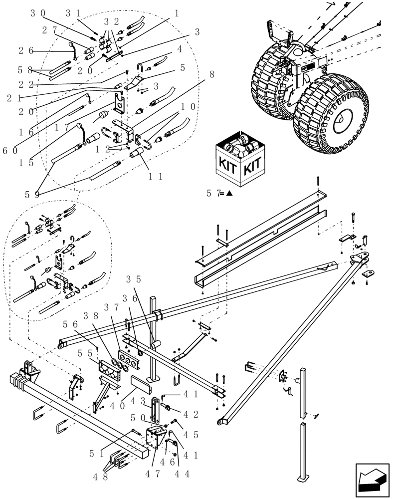 Схема запчастей Case IH ADX3380 - (F.10.D[09]) - TOW BEHIND FIELD HITCH (PART 2 OF 2) (BSN CBJ0004441) F - Frame Positioning