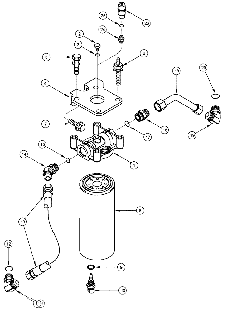 Схема запчастей Case IH FLX3010 - (02-070) - FUEL FILTER AND CONNECTIONS, FLX 3510 (01) - ENGINE