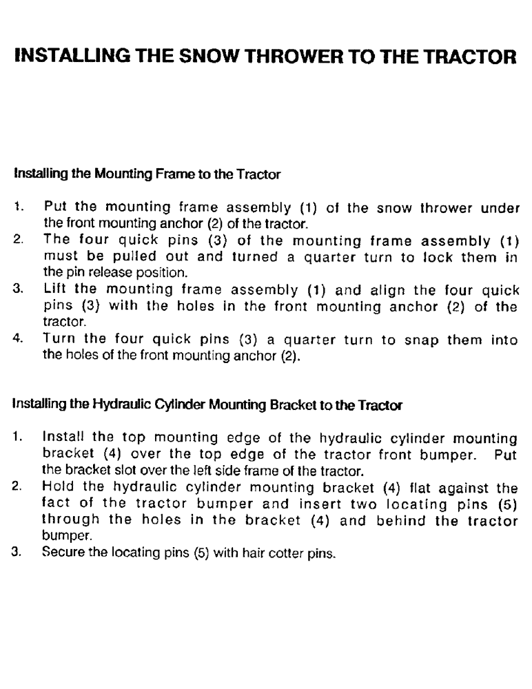 Схема запчастей Case IH ST148 - (12) - INSTALLING THE SNOW THROWER TO THE TRACTOR 