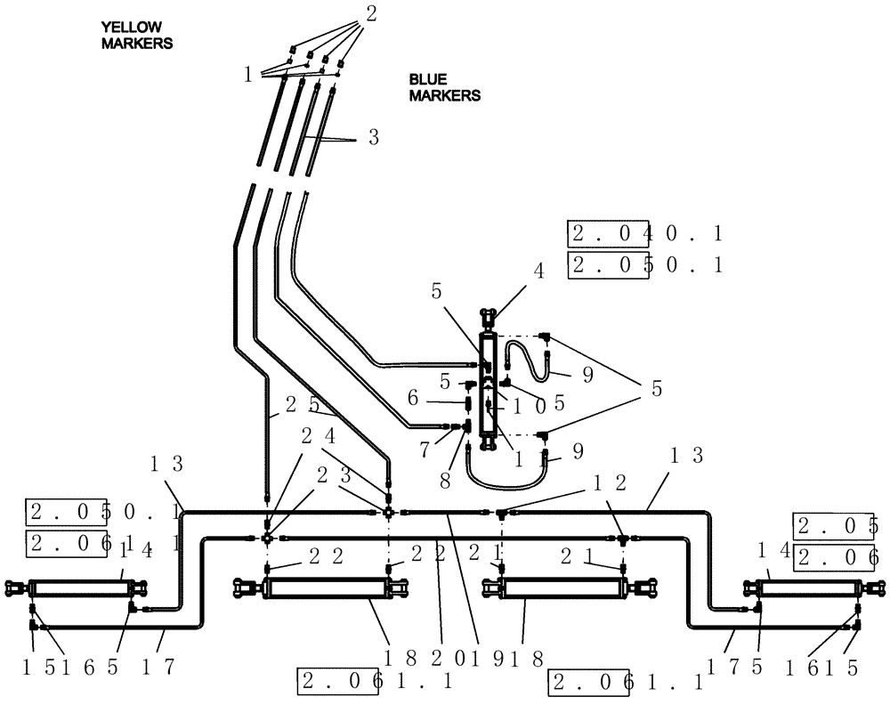 Схема запчастей Case IH PTX600 - (2.020.1) - 5 SECTION HYDRAULICS (47 FT AND 50 FT MODELS) (07) - HYDRAULICS