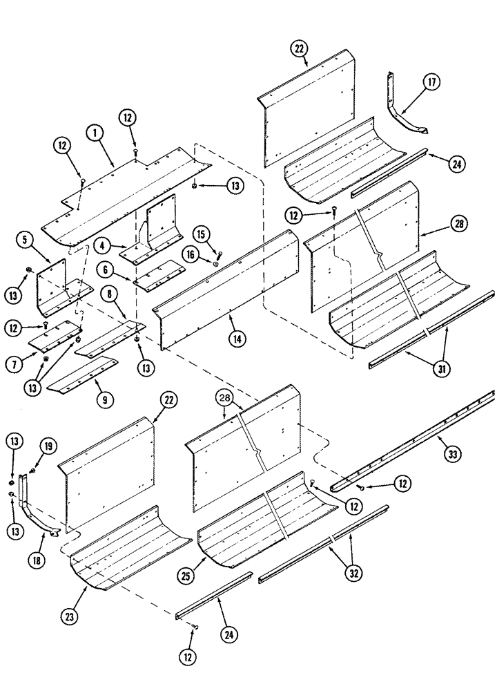 Схема запчастей Case IH 1084 - (09-25) - AUGER - TROUGHS AND ENDS (1084), JJC0335001 - (09) - CHASSIS