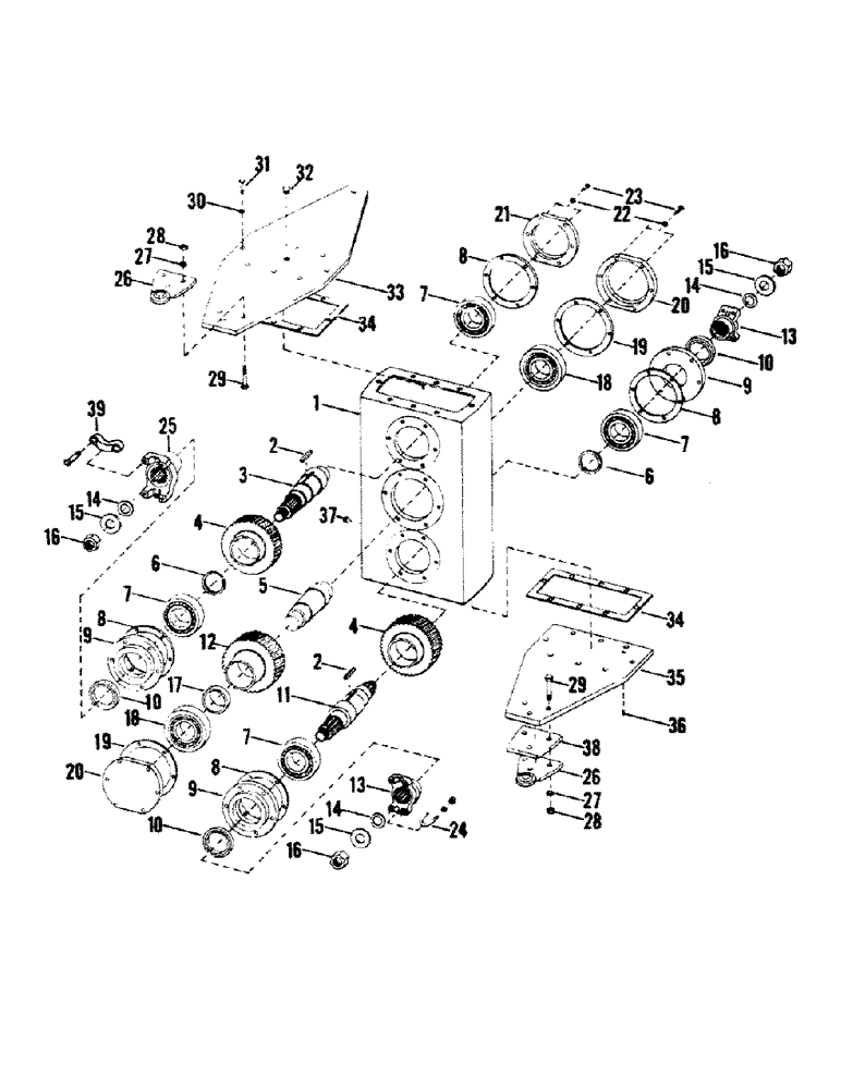 Схема запчастей Case IH STEIGER - (04-39) - TRANSFER CASE ASSEMBLY - 02-066 (04) - Drive Train