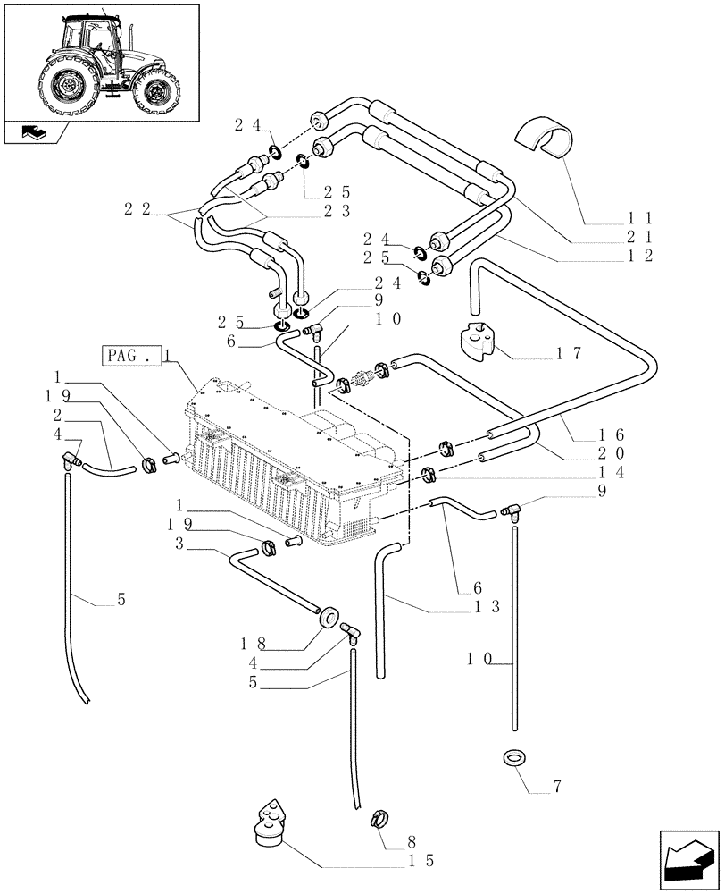 Схема запчастей Case IH FARMALL 90 - (1.92.94/01[02]) - AIR CONDITIONING UNIT- PIPES - C6060 (VAR.330641-336641) (10) - OPERATORS PLATFORM/CAB