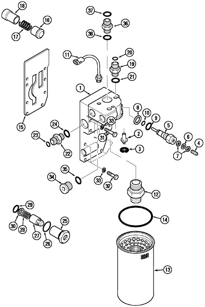 Схема запчастей Case IH MX150 - (08-10) - HYDRAULIC OIL FILTER (35) - HYDRAULIC SYSTEMS