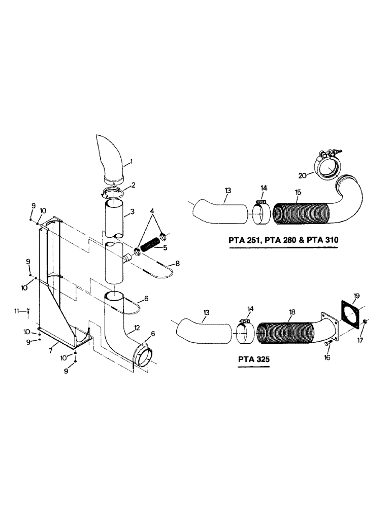 Схема запчастей Case IH PT225 - (04-24) - PTA 251, PTA 280, PTA 310 & PTA 325 EXHAUST SYSTEM (04) - Drive Train