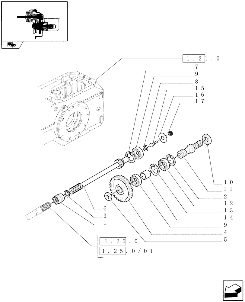 Схема запчастей Case IH FARMALL 85U - (1.80.1[02]) - MECH. 540 POWER TAKE OFF - SHAFTS & GEARS (07) - HYDRAULIC SYSTEM