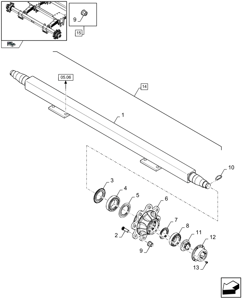 Схема запчастей Case IH LB333R - (05.07[01]) - TANDEM AXLE WITHOUT BRAKES (05) - AXLE