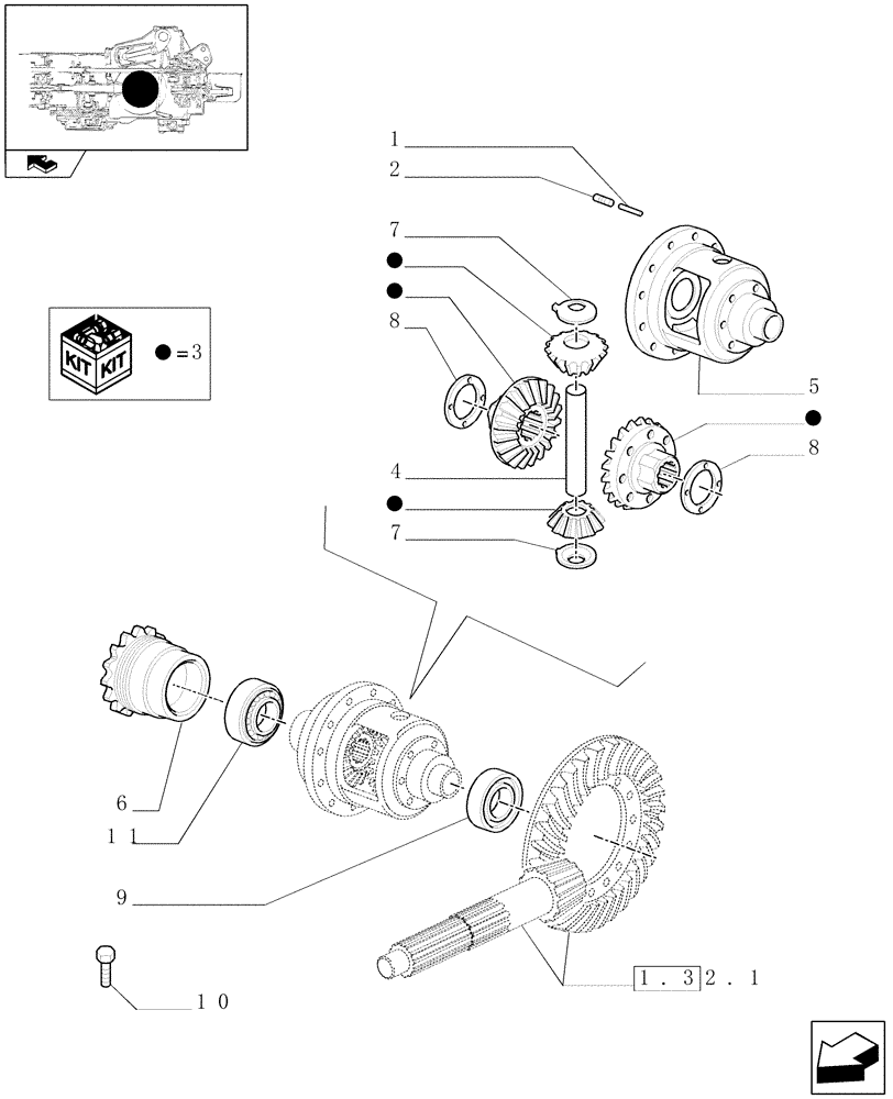 Схема запчастей Case IH FARMALL 65C - (1.32.4) - DIFFERENTIAL GEARS (03) - TRANSMISSION