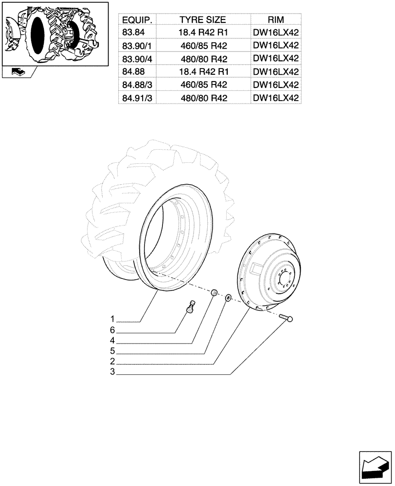 Схема запчастей Case IH PUMA 195 - (83.00[11]) - REAR WHEELS (11) - WHEELS/TRACKS