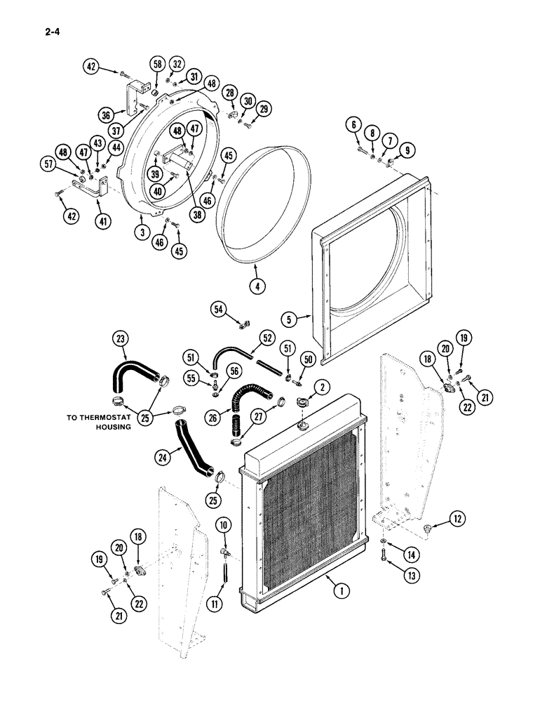 Схема запчастей Case IH 4994 - (2-04) - RADIATOR SHROUD AND HOSES (02) - ENGINE