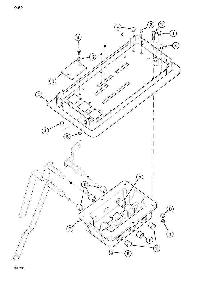 Схема запчастей Case IH 995 - (9-062) - CAB, DRAFT CONTROL LEVER HOUSING (09) - CHASSIS/ATTACHMENTS