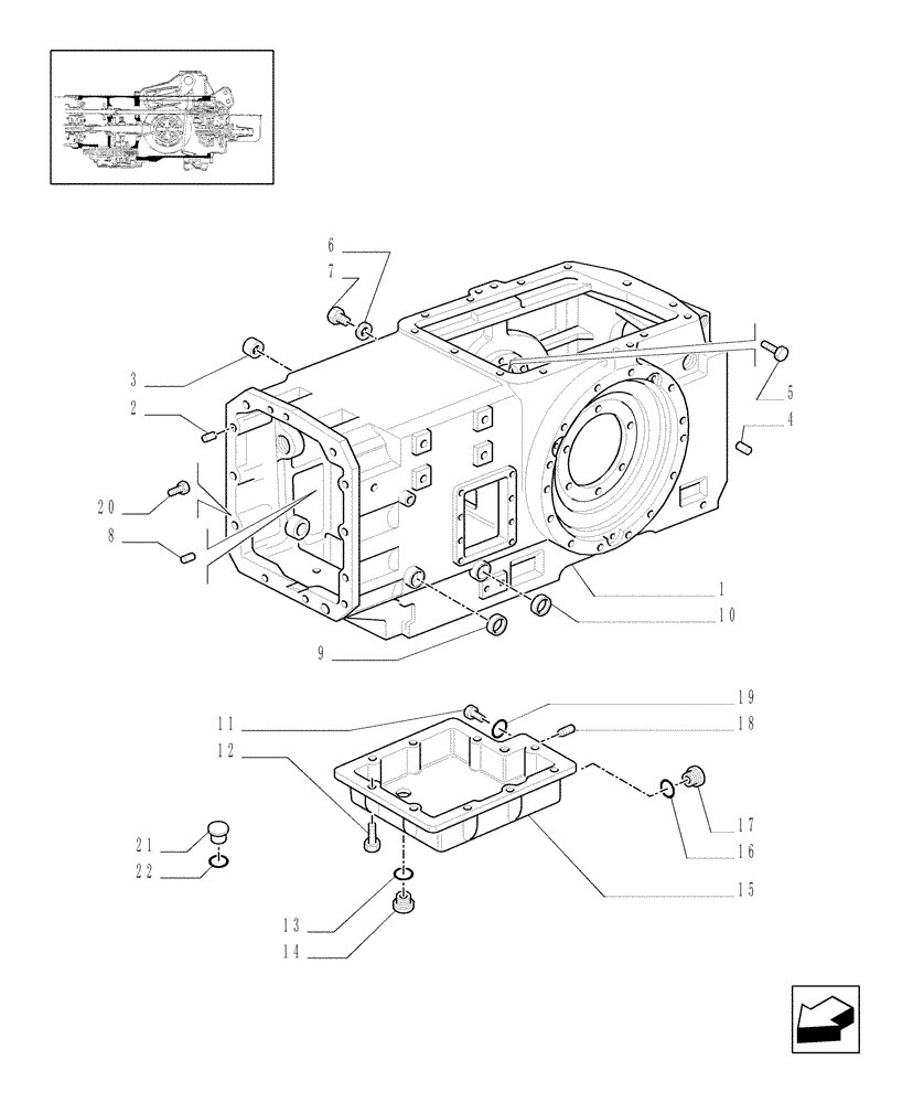 Схема запчастей Case IH MXM120 - (1.21.0[03]) - HOUSING, GEARS (03) - TRANSMISSION