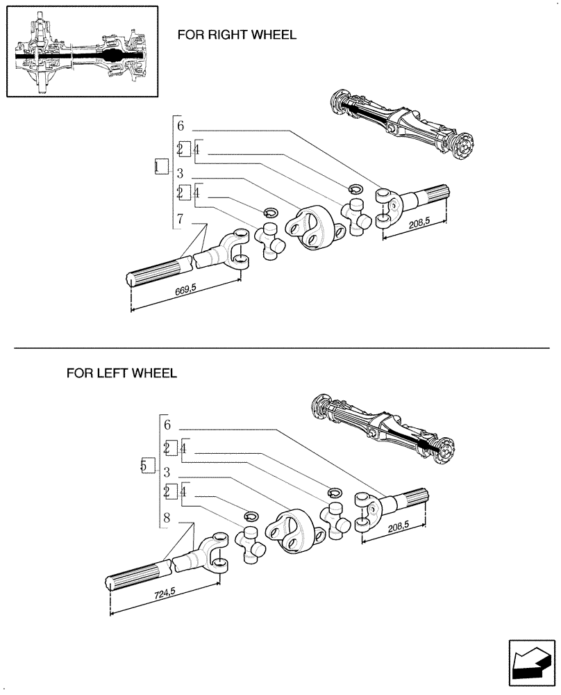 Схема запчастей Case IH MXM130 - (1.40.3/10B) - AXLE-SHAFT ARTICULATED (04) - FRONT AXLE & STEERING