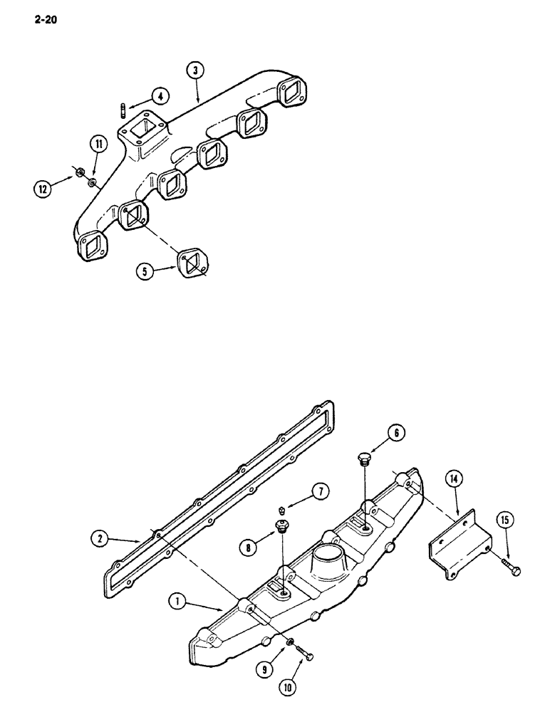 Схема запчастей Case IH 1620 - (2-020) - INTAKE AND EXHAUST MANIFOLD, D358 DIESEL ENGINE (01) - ENGINE