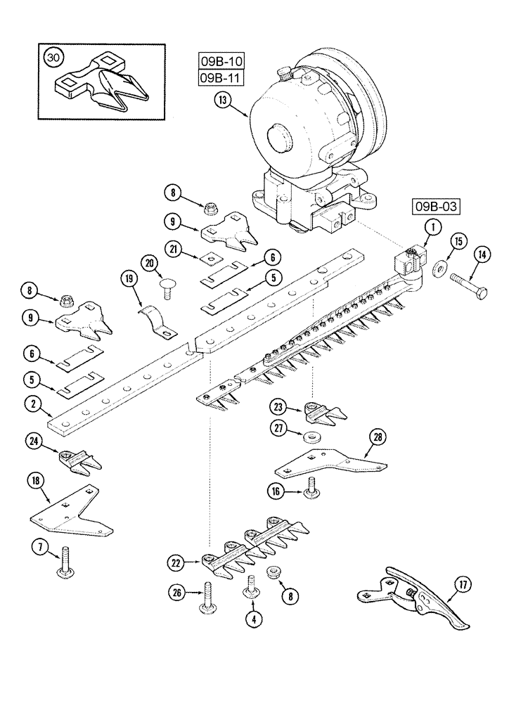 Схема запчастей Case IH 1020 - (09B-01) - KNIFE GUARDS AND CUTTER BAR 1.5 INCH KNIFE (09) - CHASSIS/ATTACHMENTS