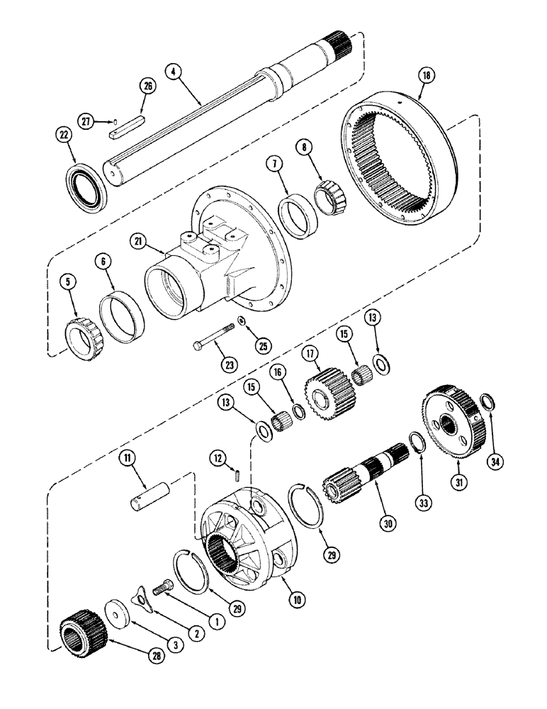 Схема запчастей Case IH 2394 - (6-068) - REAR AXLE, HOUSING AND PLANETARY GEARS, LONG AXLE (120 INCH), TRANSMISSION S/N 16260432 AND AFTER (06) - POWER TRAIN