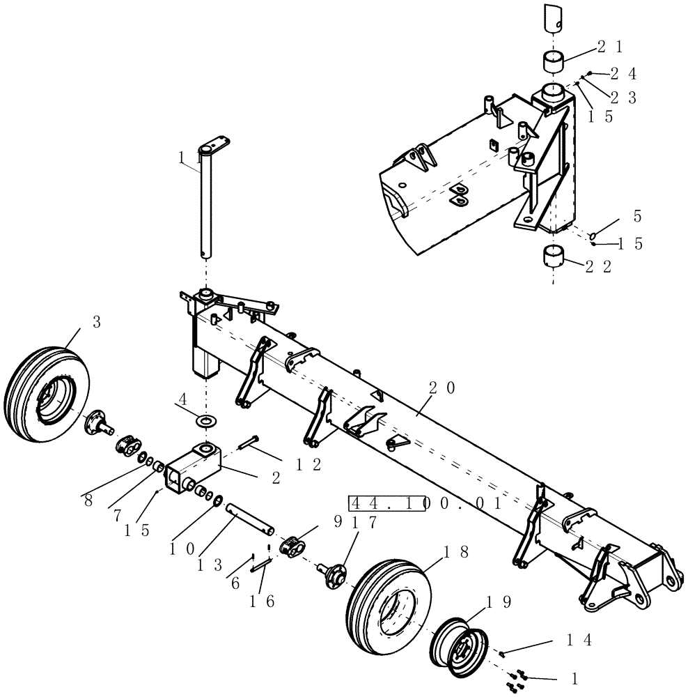 Схема запчастей Case IH 800 - (39.100.04) - BEAM, INNER WING CASTER AND TIRES (50) (39) - FRAMES AND BALLASTING