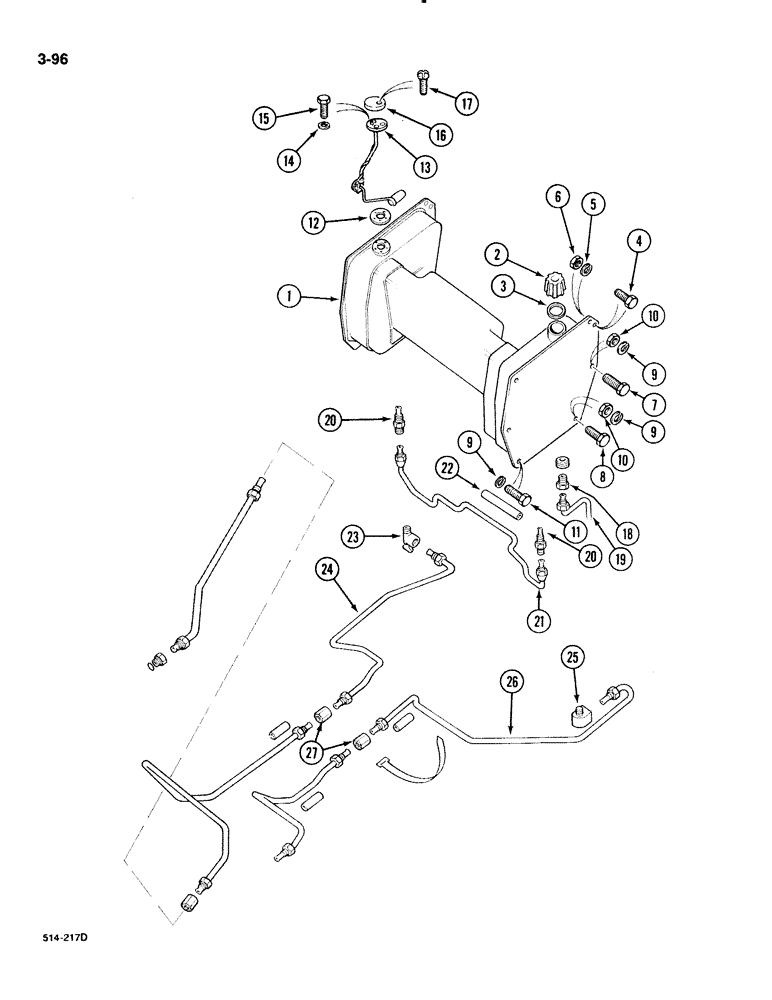 Схема запчастей Case IH 885 - (3-096) - FUEL TANK AND PIPING, WITHOUT CAB (03) - FUEL SYSTEM