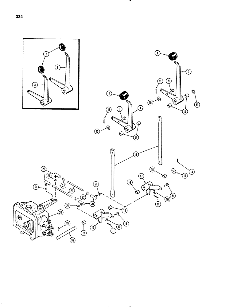 Схема запчастей Case IH 1270 - (334) - LEFT HAND REMOTE VALVE CONTROLS (08) - HYDRAULICS