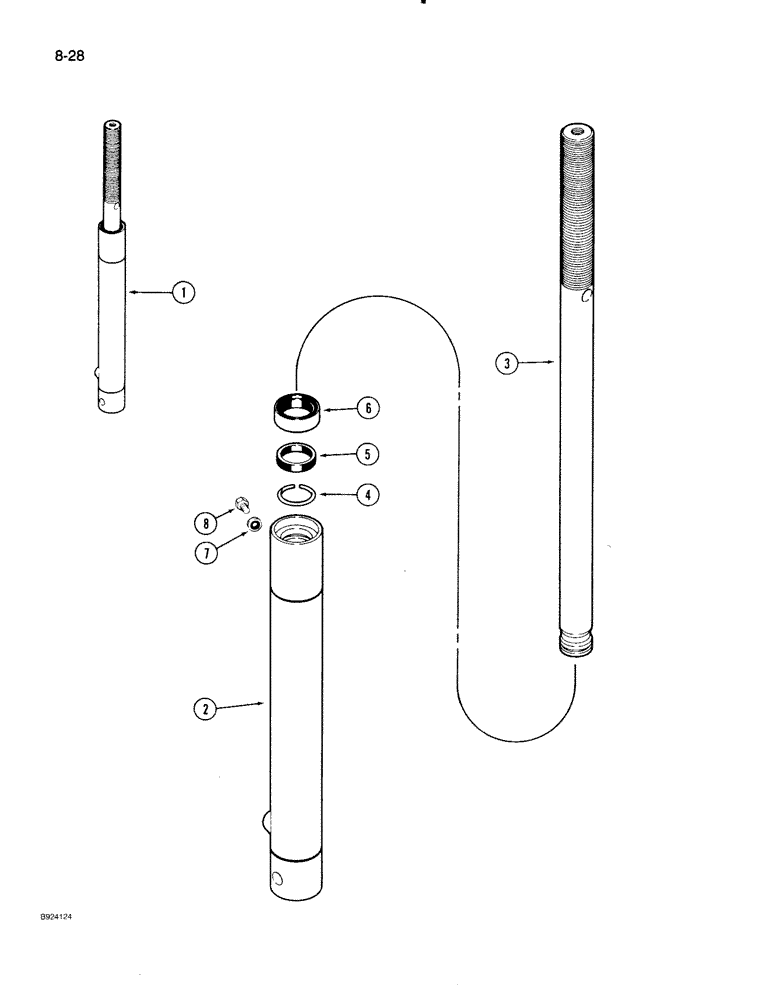 Схема запчастей Case IH 1020 - (8-28) - REEL LIFT SLAVE HYDRAULIC CYLINDER, PICKUP REEL WITH PLASTIC OR STEEL TINES 30 FT HEADER (35) - HYDRAULIC SYSTEMS