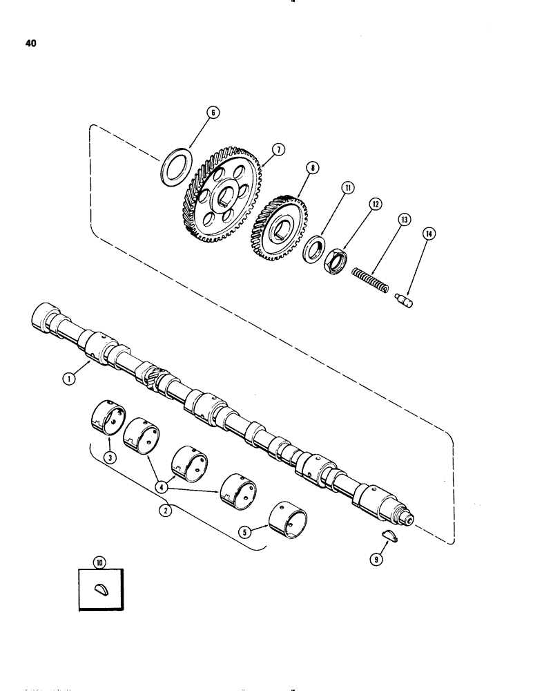 Схема запчастей Case IH 1070 - (0040) - CAMSHAFT, 451B DIESEL ENGINE (02) - ENGINE