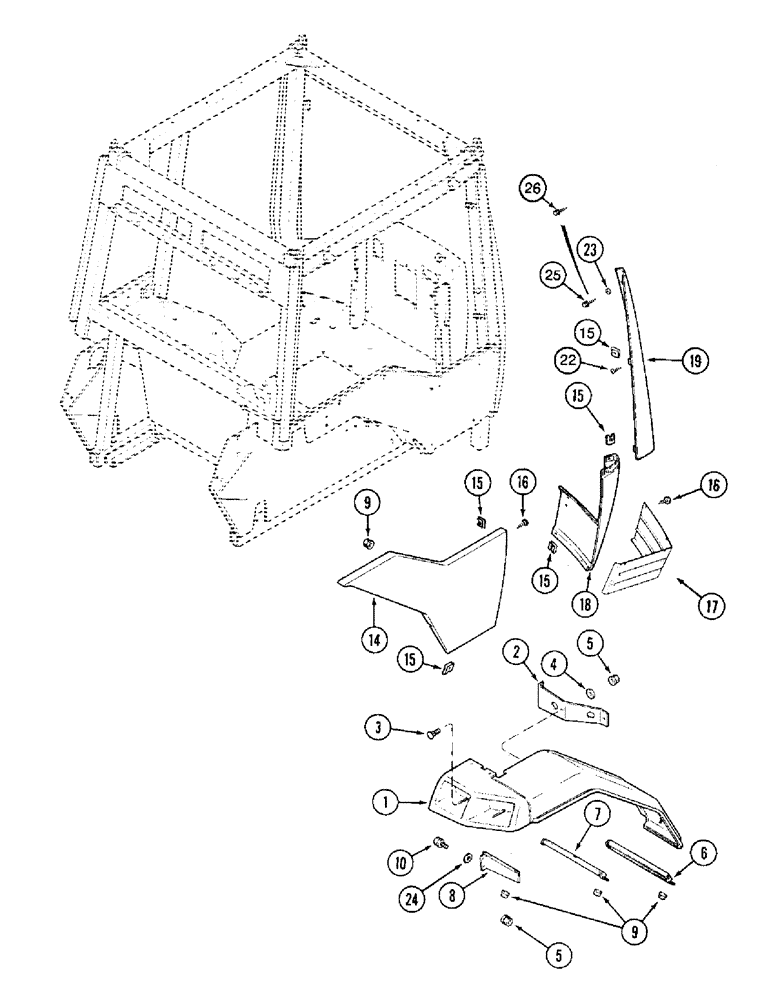 Схема запчастей Case IH 8950 - (9-074) - RIGHT REAR FENDER AND PANELS (09) - CHASSIS/ATTACHMENTS