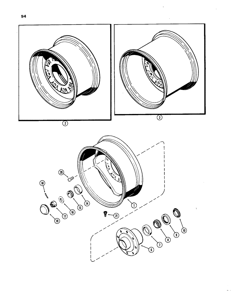 Схема запчастей Case IH 1270 - (094) - FRONT WHEELS, FOR 16 INCH OR 20 INCH TIRE (05) - STEERING