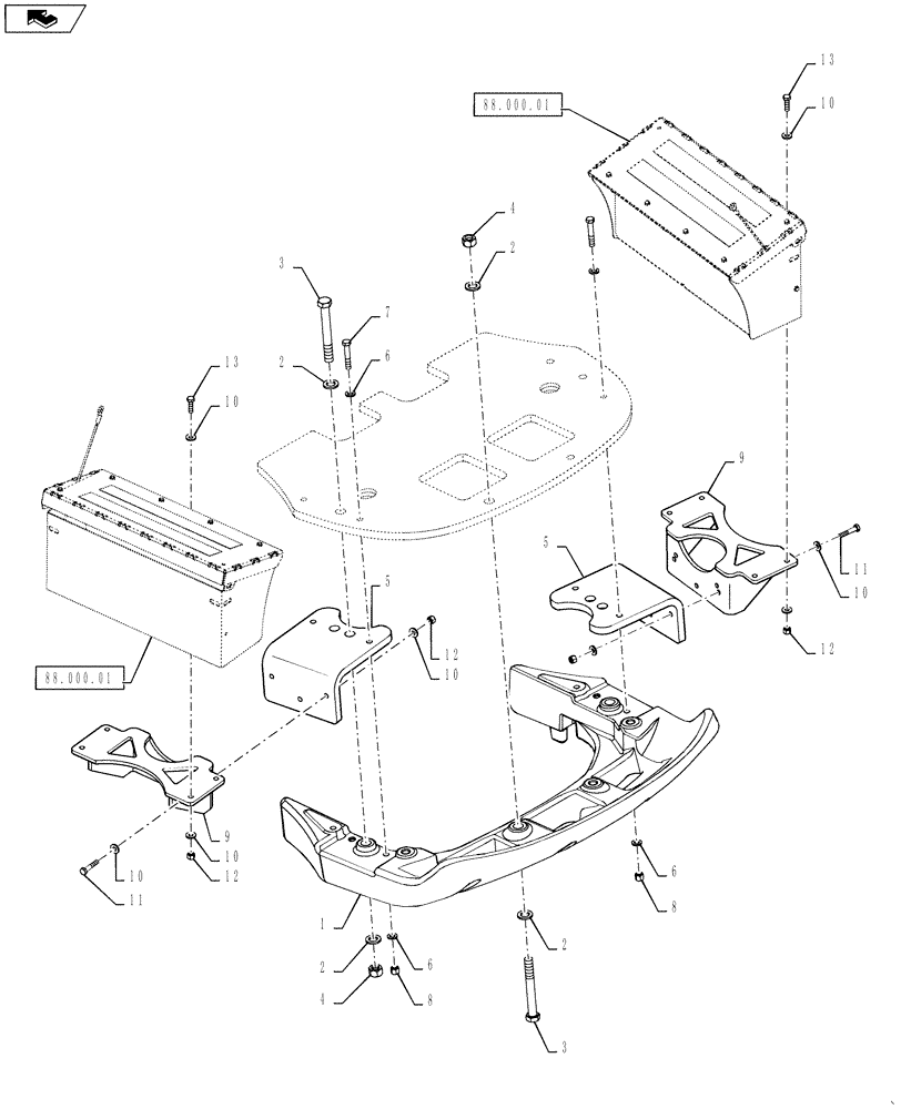 Схема запчастей Case IH QUADTRAC 550 - (37.140.03) - FRONT BUMPER (37) - HITCHES, DRAWBARS & IMPLEMENT COUPLINGS