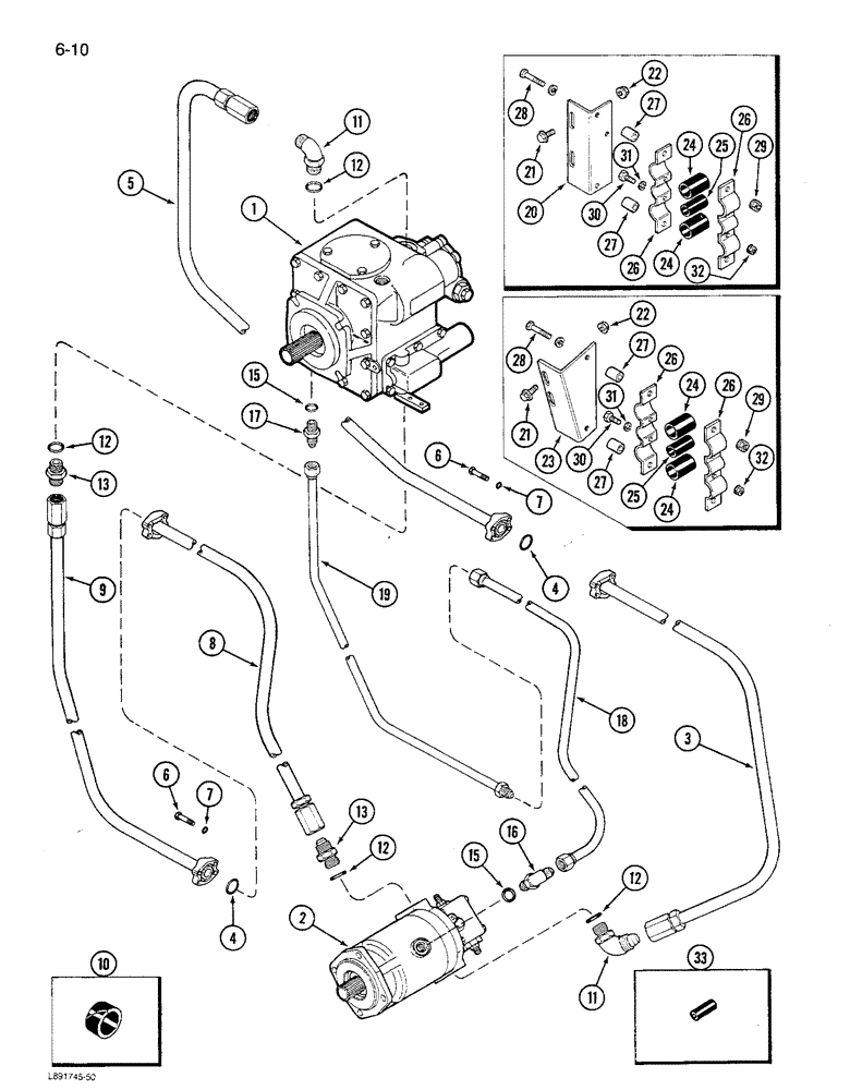 Схема запчастей Case IH 1680 - (6-010) - HYDROSTATIC PUMP AND MOTOR SYSTEM, SINGLE SPEED, CORN, GRAIN, & RICE, PRIOR TO P.I.N. JJC0047918 (03) - POWER TRAIN