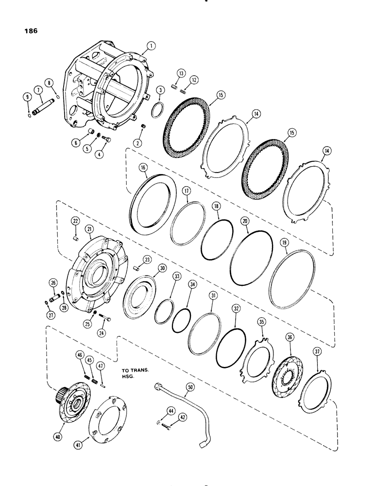 Схема запчастей Case IH 1270 - (186) - (C1) AND (C4) CLUTCHES, FIRST USED TRANSMISSION SERIAL NUMBER 10057473 (06) - POWER TRAIN