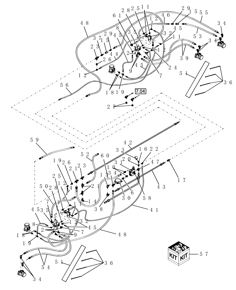 Схема запчастей Case IH DHX251 - (7.07[1.1]) - HYDRAULICS, DOUBLE SWATH, 25 FT, PRIOR TO PIN E01 2003 (07) - HYDRAULICS