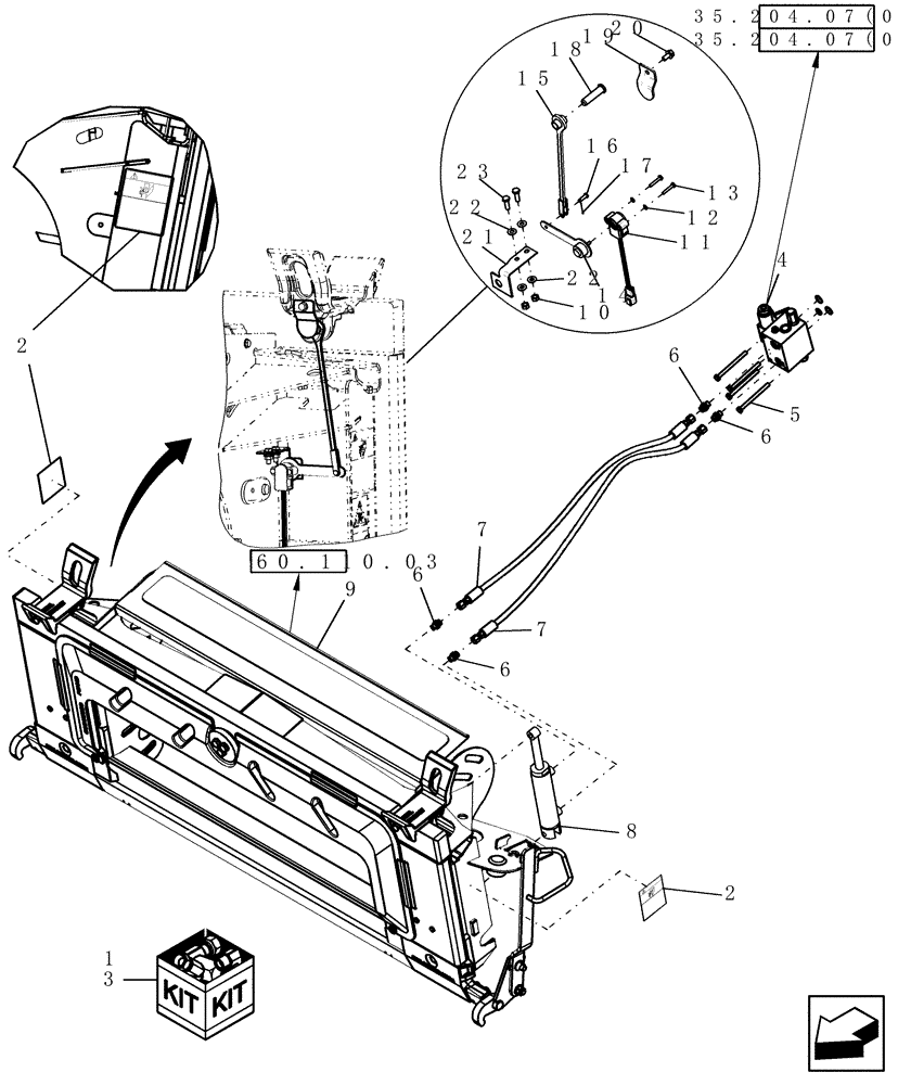 Схема запчастей Case IH 9230 - (60.110.22) - LATERAL TILT ASSY (60) - PRODUCT FEEDING