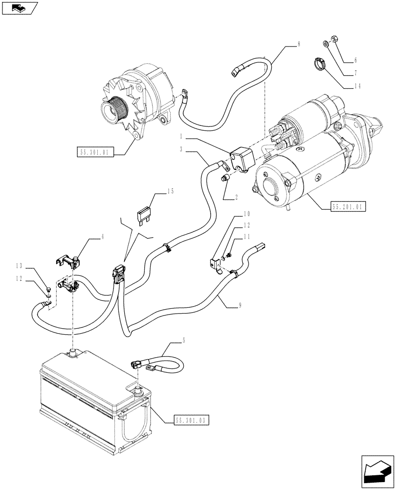 Схема запчастей Case IH FARMALL 75C - (55.100.02) - BATTERY CABLES (55) - ELECTRICAL SYSTEMS