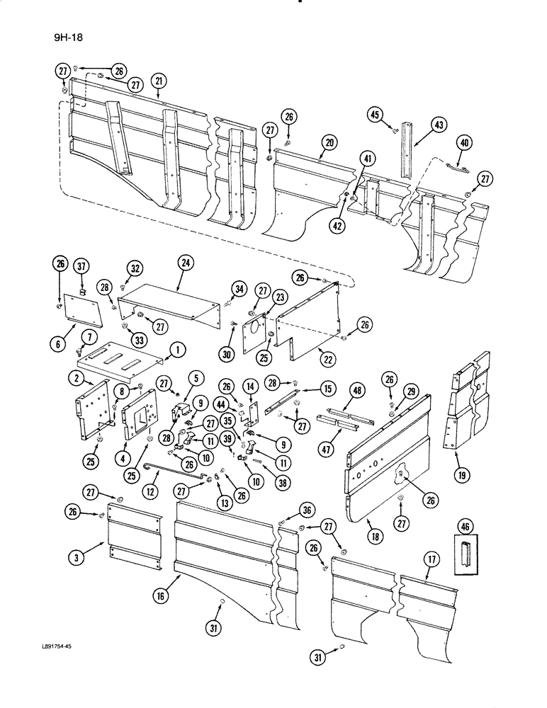 Схема запчастей Case IH 1670 - (9H-18) - SHIELDS, SUPPORTS AND TRIM (12) - CHASSIS