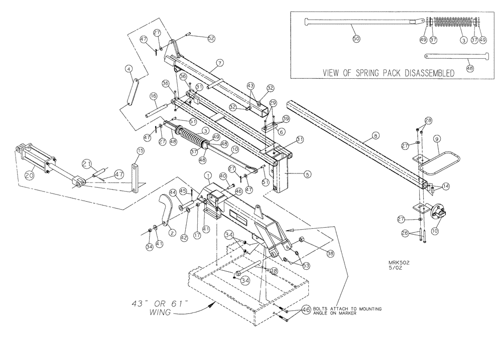 Схема запчастей Case IH 5310 - (75.200.12) - DOUBLE FOLD ROW MARKER (09) - CHASSIS/ATTACHMENTS