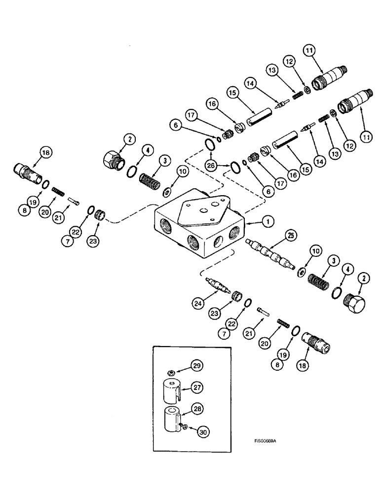 Схема запчастей Case IH 1680 - (8-44) - DOUBLE PILOTED VALVE, FOR UNLOADER AUGER SWING AND REEL FORE/AFT 124857A1 (07) - HYDRAULICS