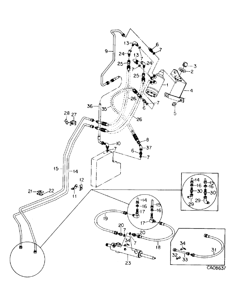 Схема запчастей Case IH 3488 - (10-06) - HYDRAULICS, HYDRAULIC POWER STEERING CONNECTIONS (07) - HYDRAULICS