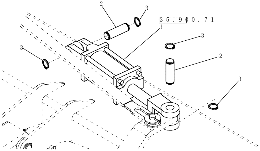 Схема запчастей Case IH 800 - (35.900.82) - CYLINDER, LOCKING CASTER (35) - HYDRAULIC SYSTEMS