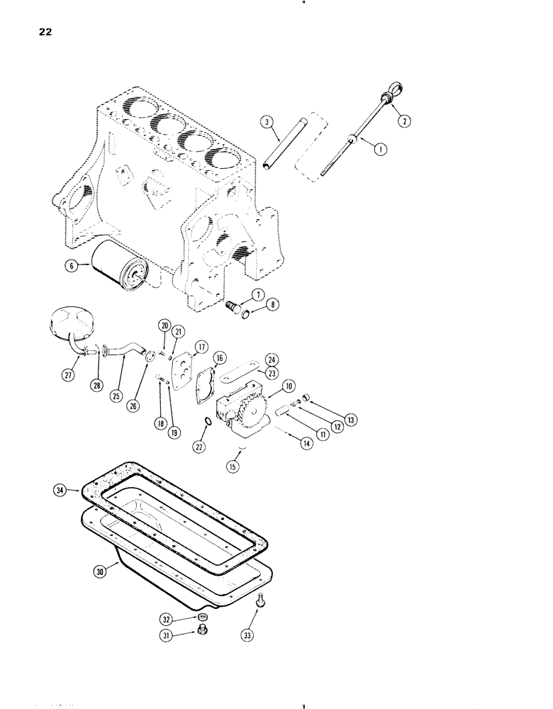 Схема запчастей Case IH 470 - (022) - OIL PUMP-OIL FILTER-OIL PAN, 470 (148B) SPARK IGNITION ENGINE (02) - ENGINE