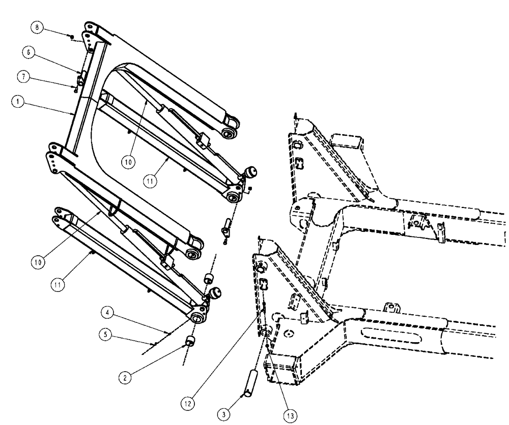 Схема запчастей Case IH SPX3320 - (08-006) - LINKAGE GROUP, BOOMS (09) - BOOMS