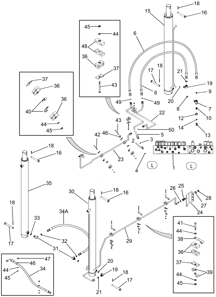 Схема запчастей Case IH CPX620 - (08-15) - BASKET LIFT CYLINDER SYSTEM (07) - HYDRAULICS