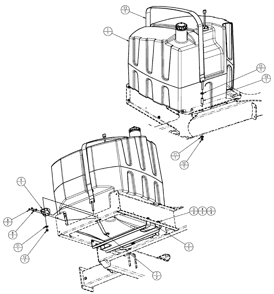 Схема запчастей Case IH SPX3320 - (04-030) - FUEL GROUP, TANK MOUNTING Suspension & Frame