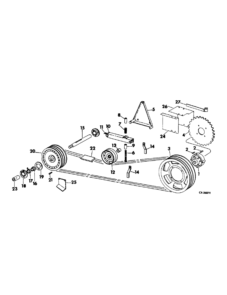 Схема запчастей Case IH 815 - (A-15) - FEEDERS AND RELATED PARTS, FEEDER JACKSHAFT DRIVE, 815 AND 915 COMBINES (60) - PRODUCT FEEDING