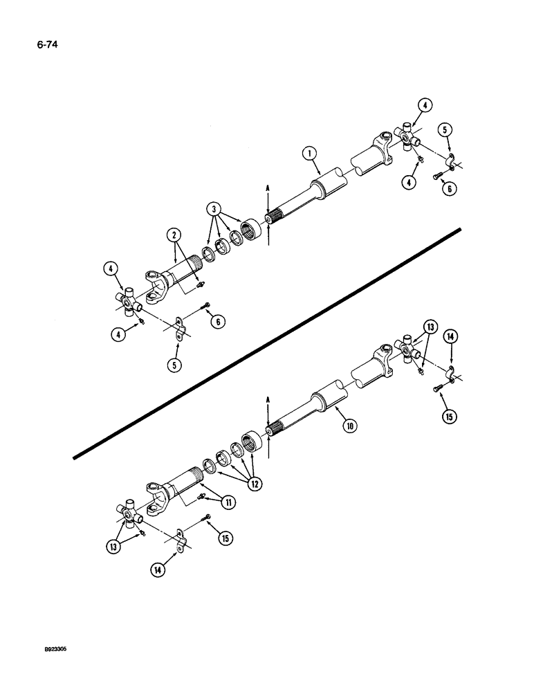 Схема запчастей Case IH 9240 - (6-074) - POWER TAKEOFF DRIVE SHAFT (06) - POWER TRAIN