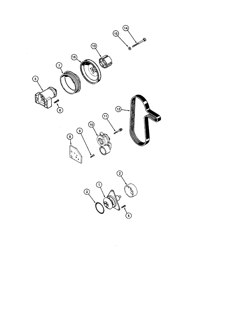 Схема запчастей Case IH 9240 - (2-028) - WATER PUMP AND BELT TENSIONER, 6TA-830 ENGINE (02) - ENGINE