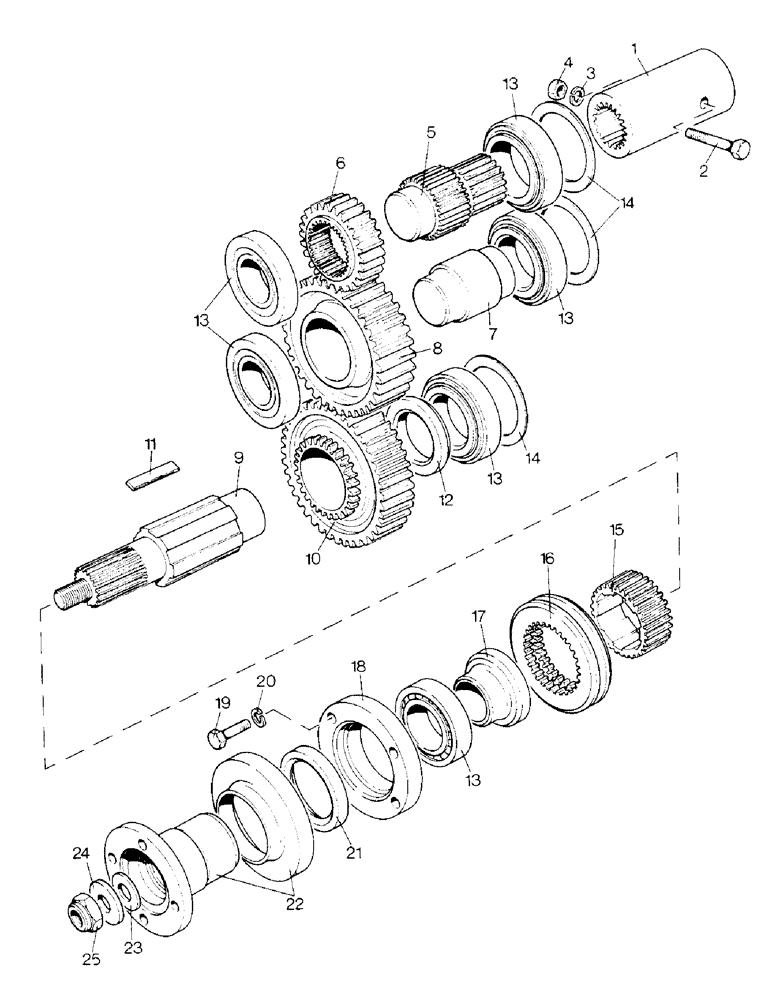 Схема запчастей Case IH 1390 - (D-10) - TRANSFER GEARBOX, GEARS AND SHAFTS, MFD DAVID BROWN AXLE (03) - POWER TRAIN